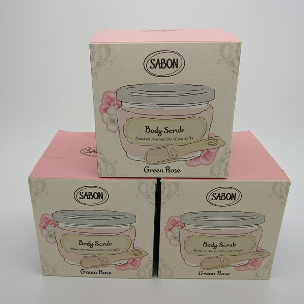 Lot of 3 SABON GREEN ROSE Body Scrub full size 11.3 oz each